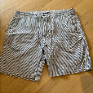 Zara Men Navy & White Pinstripe Flat Front Shorts